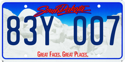SD license plate 83YO07