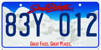 SD license plate 83YO12