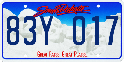 SD license plate 83YO17