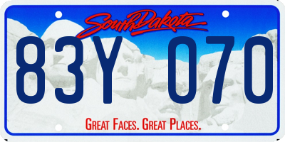 SD license plate 83YO70