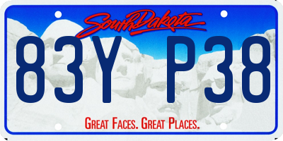 SD license plate 83YP38