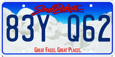 SD license plate 83YQ62