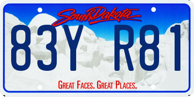 SD license plate 83YR81