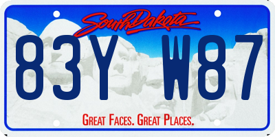 SD license plate 83YW87
