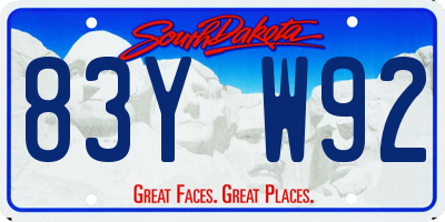 SD license plate 83YW92
