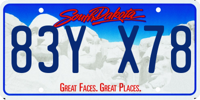 SD license plate 83YX78