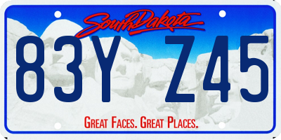 SD license plate 83YZ45