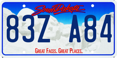 SD license plate 83ZA84