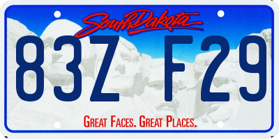SD license plate 83ZF29