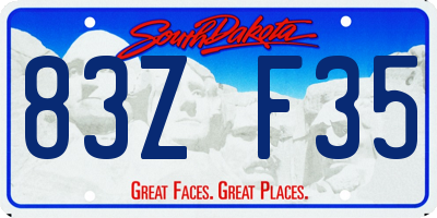 SD license plate 83ZF35