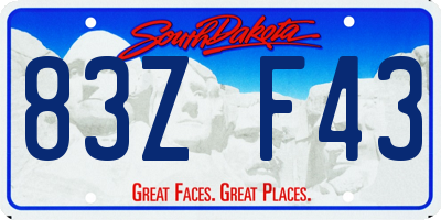 SD license plate 83ZF43