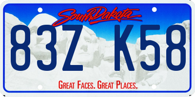 SD license plate 83ZK58