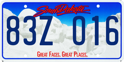 SD license plate 83ZO16