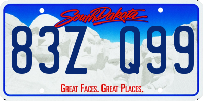 SD license plate 83ZQ99
