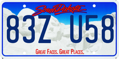 SD license plate 83ZU58