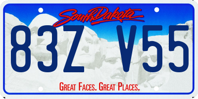 SD license plate 83ZV55