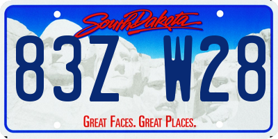 SD license plate 83ZW28