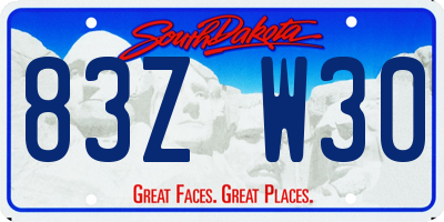 SD license plate 83ZW30