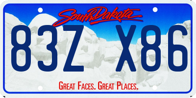 SD license plate 83ZX86