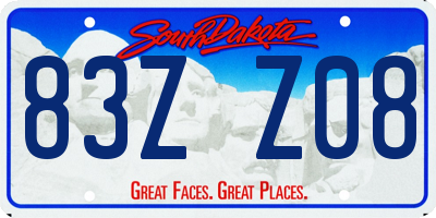 SD license plate 83ZZ08