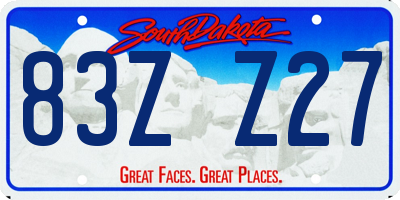 SD license plate 83ZZ27