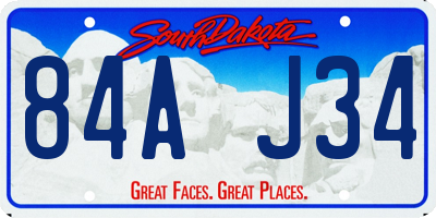 SD license plate 84AJ34