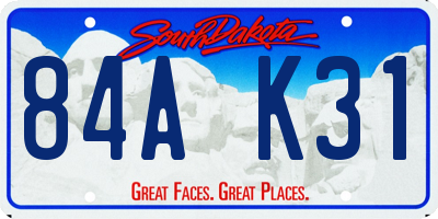 SD license plate 84AK31