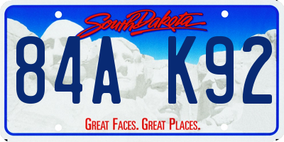 SD license plate 84AK92