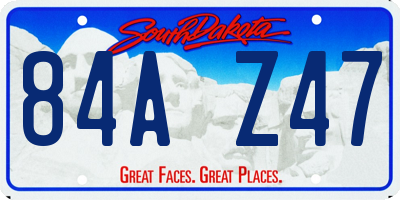 SD license plate 84AZ47