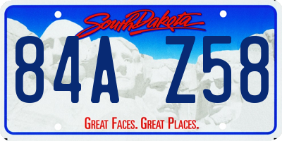 SD license plate 84AZ58