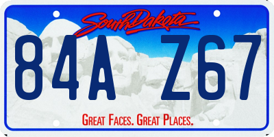 SD license plate 84AZ67