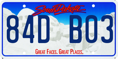 SD license plate 84DB03