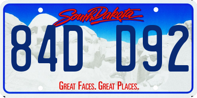 SD license plate 84DD92