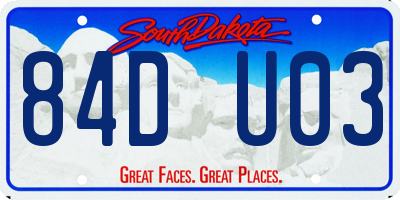 SD license plate 84DU03