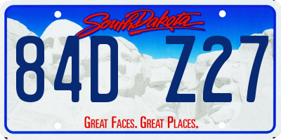 SD license plate 84DZ27
