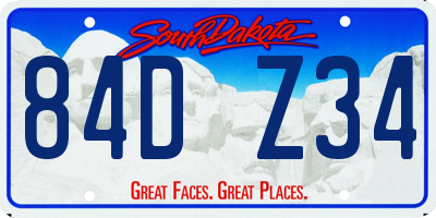 SD license plate 84DZ34