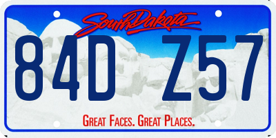 SD license plate 84DZ57