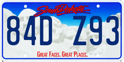 SD license plate 84DZ93