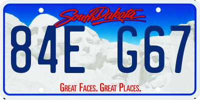 SD license plate 84EG67
