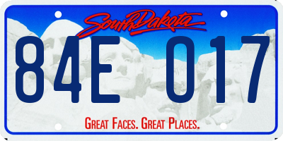 SD license plate 84EO17