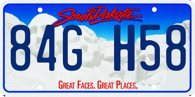 SD license plate 84GH58