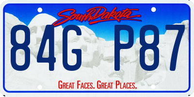 SD license plate 84GP87