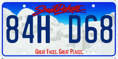 SD license plate 84HD68