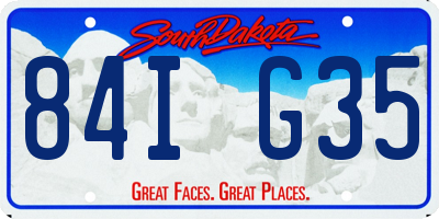 SD license plate 84IG35