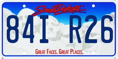 SD license plate 84IR26
