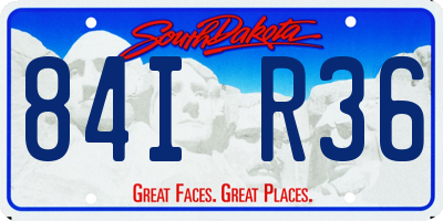 SD license plate 84IR36