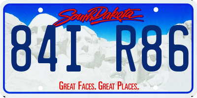 SD license plate 84IR86