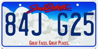 SD license plate 84JG25