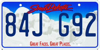 SD license plate 84JG92