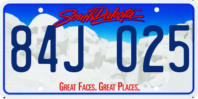 SD license plate 84JO25